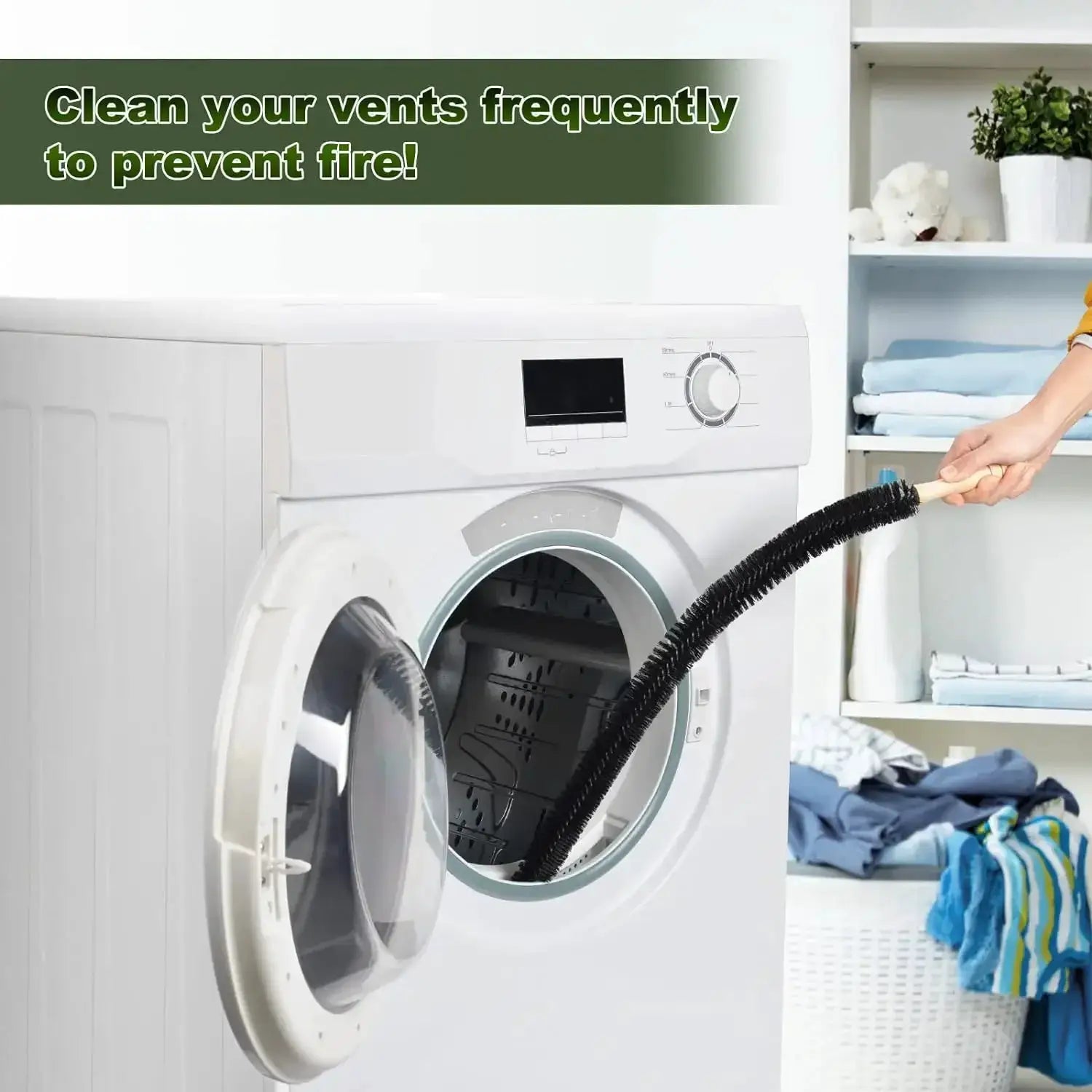 Flexible long pipeline cleaning brush, black, Simples Market multipurpose tool for washing machines, lint removal and vent cleaning.