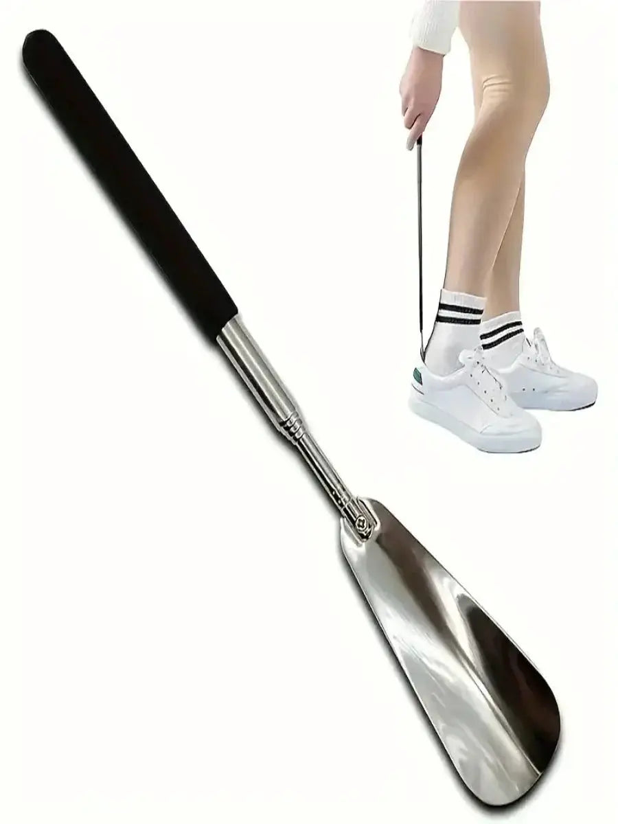 1pc retractable stainless steel elderly shoe puller with black handle from Simples Market
