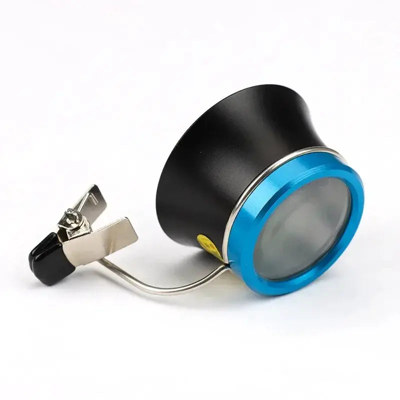 Simples Market clip-on magnifying loupe with blue ring, 5X–20X magnification