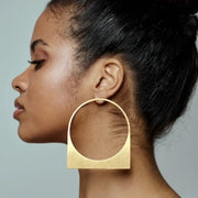 African large hoop earring with square bottom, 18K gold-plated stainless steel, Simples Market