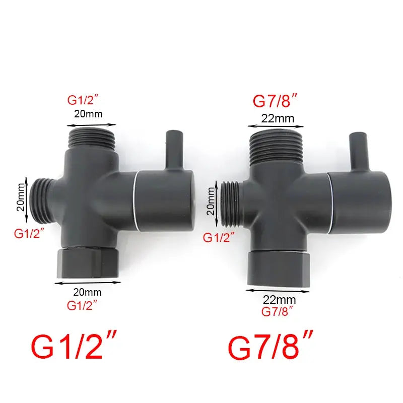 Two handheld black bidet spray guns by Simples Market with G1/2 and G7/8 thread adapters