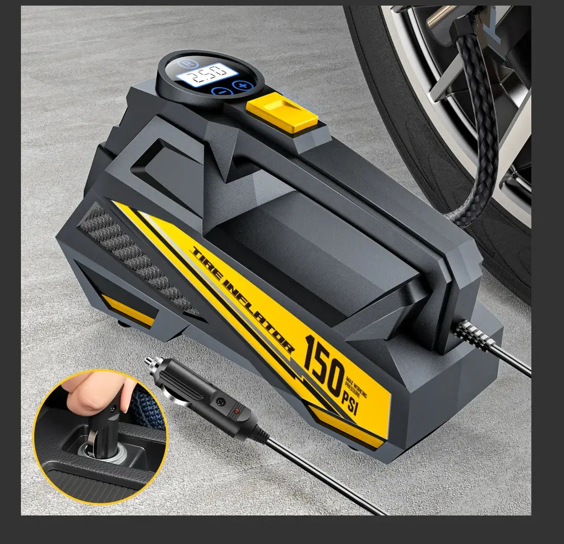 Upgraded 12V Corded Car Air Pump 150 PSI Tire Inflator With LED Light