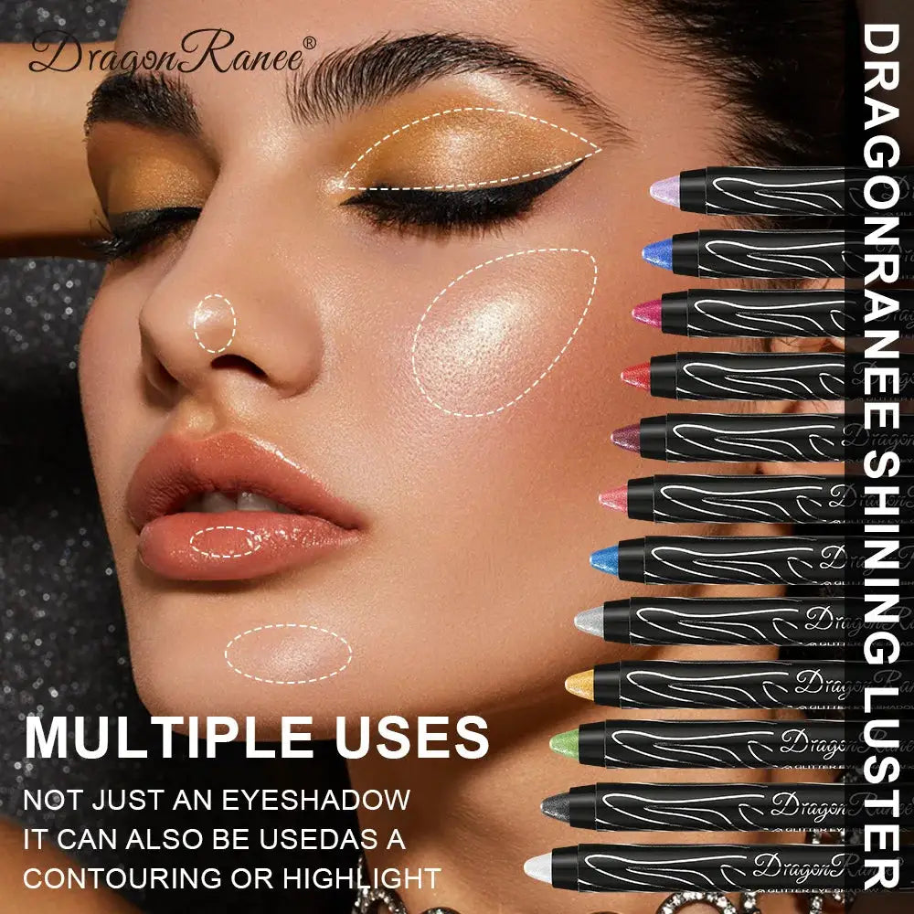 1 Piece Metallic Purple Eyeshadow Pencil Glitter Liner And Highlighter Waterproof Long Lasting Cream Eyeshadow Stick