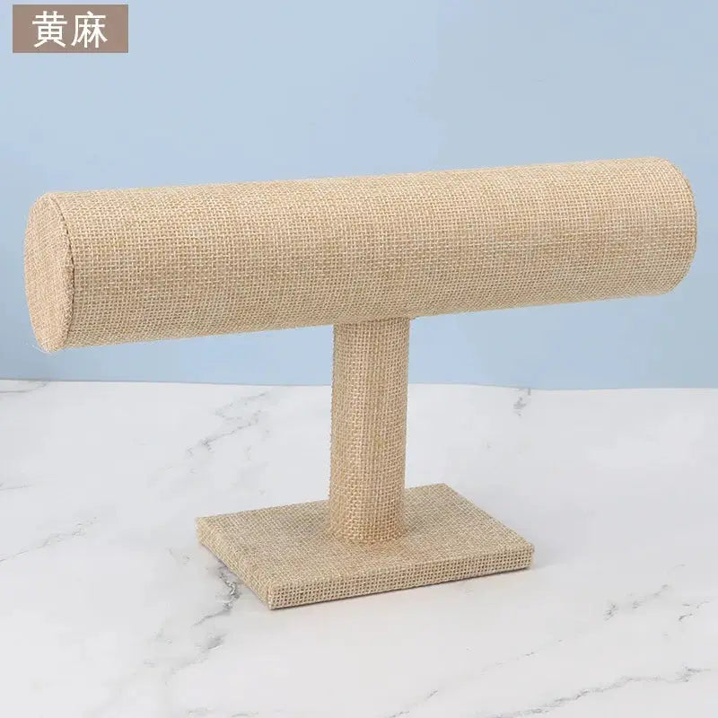 Velvet And Wood Jewelry Display Stand Rack T Bar For Bracelets Watches Necklaces Holder Velvet Interior
