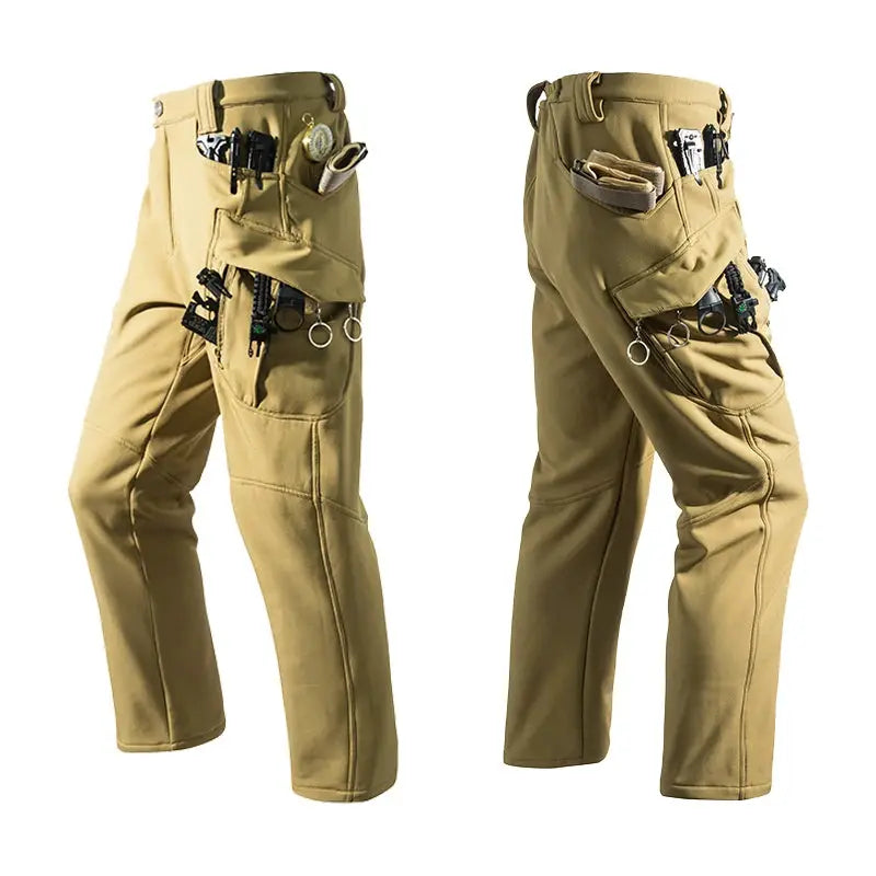 Men's city cargo hiking pants, khaki with multiple tool pockets