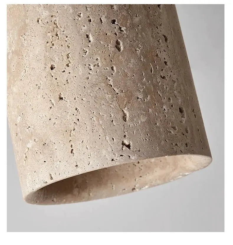 Round LED ceiling downlight with beige stone-textured surface
