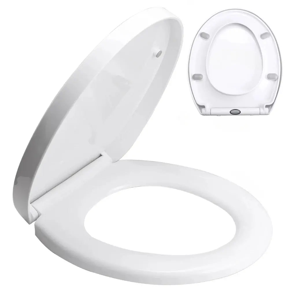 Toilet seat white with slow-close adjustable hinges