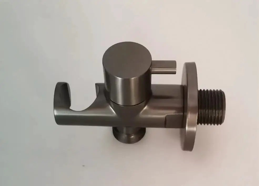 Bidet shower valve handheld brass unit in brushed gold and gray with wall-mount flange, Simples Market