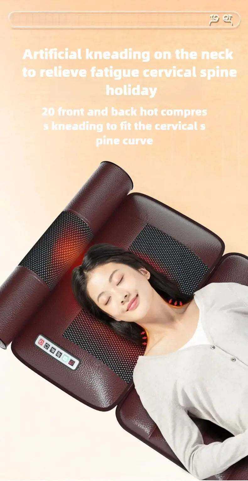 Electric full-body massage mattress with heating, hand control, shoulder-neck-back kneading cushion Simples Market brown
