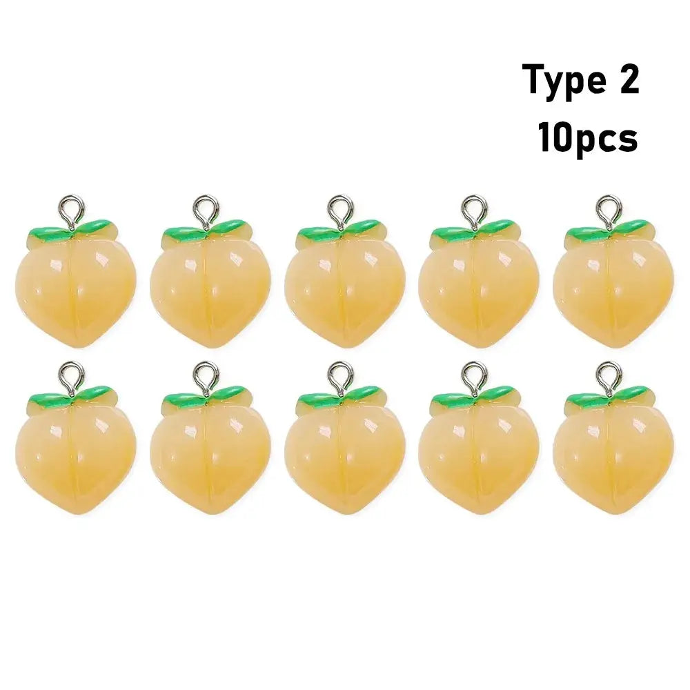 10 Pieces Transparent Peach Flat Resin Charms For Jewelry Making DIY Earrings Necklace Keychain Decoration