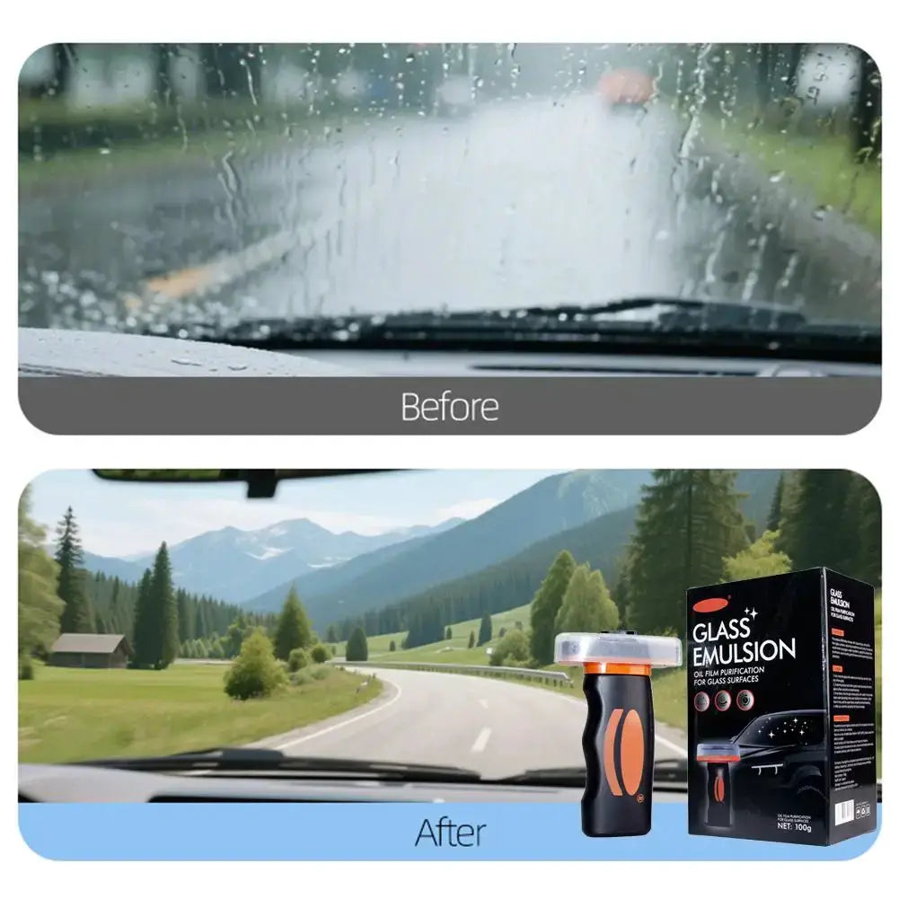 Simples Market car glass cleaner gel foam anti-fog coating for windshield; 1 bottle and 1 box of Glass Emulsion (100g)