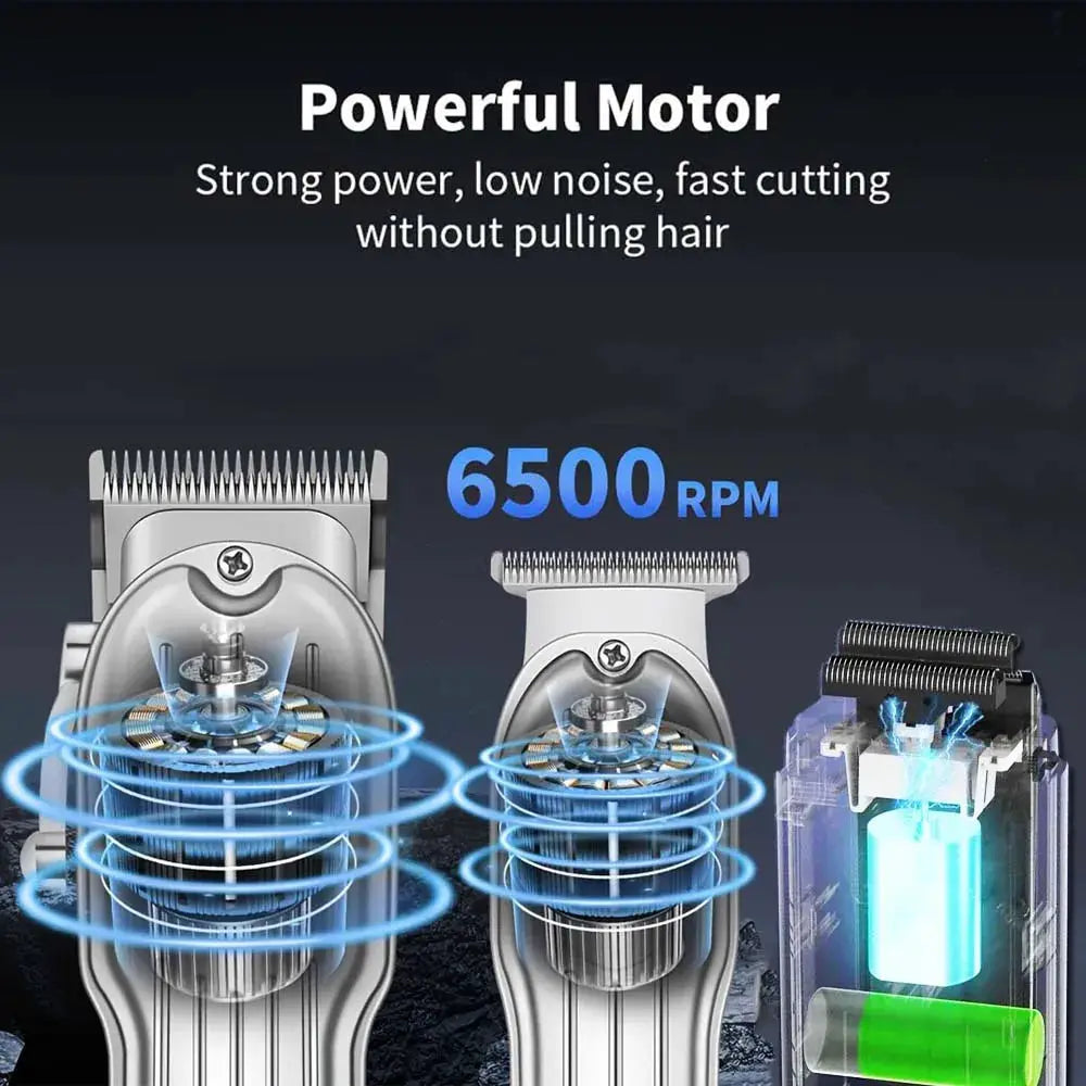 3-piece professional hair clipper and trimmer set with 6500 RPM motor