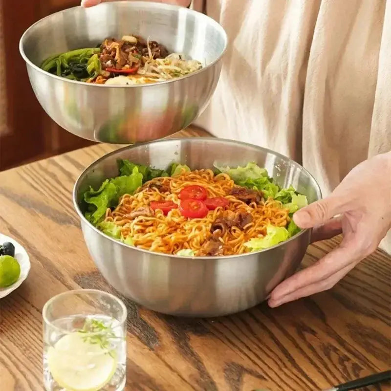 Stainless steel mixing bowl set (2) with large capacity for cooking and food storage