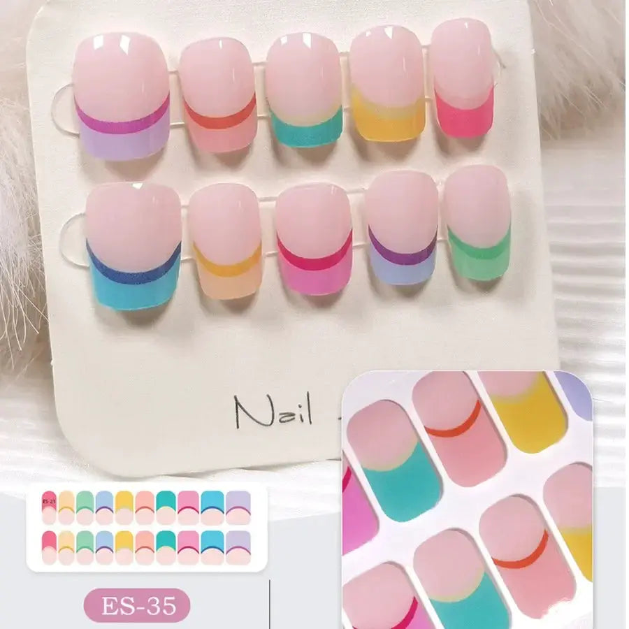 NailLux Semi Cured Nail Wraps For 16 To 20 Tips Easy Full Cover Adhesive Press On Nails Gel Finish UV LED Compatible
