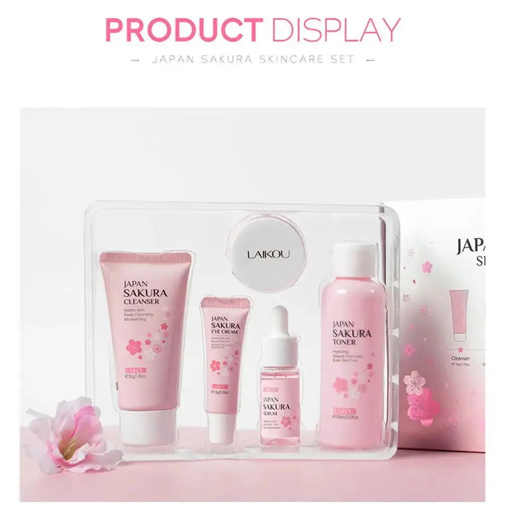 Sakura Skin Care Set Complete Facial Routine For Hydration And Radiant Skin With Cherry Blossom Essence