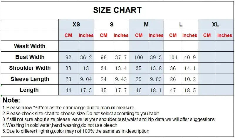 MUJER leopard print crop top size chart by Simples Market showing XS–XL bust, shoulder, sleeve length, length.
