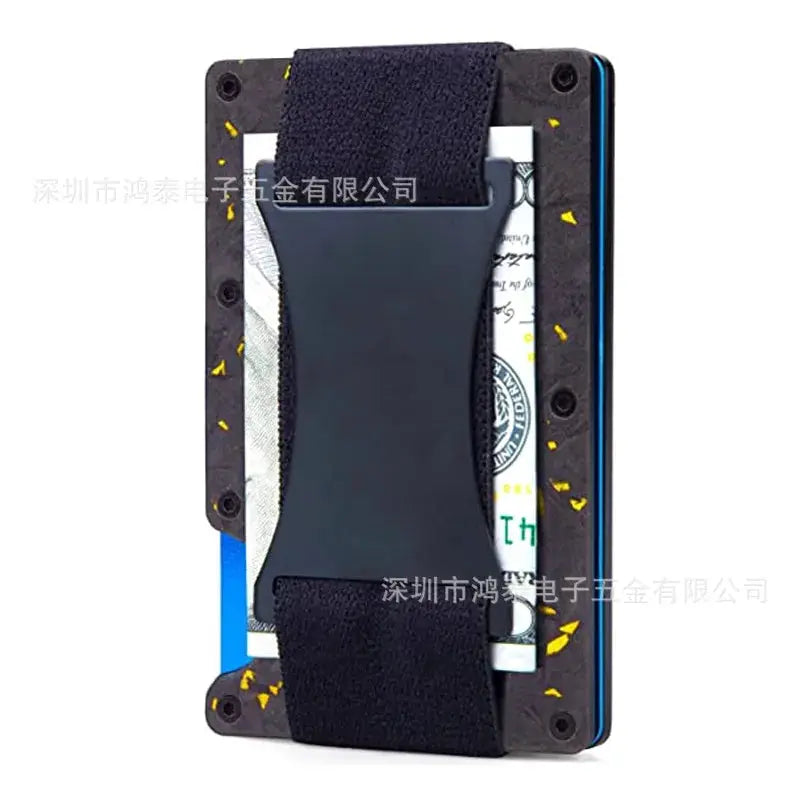Forged carbon fiber mini slim wallet case with back card holder for men by Simples Market.