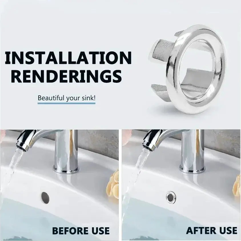 4-pack chrome sink overflow cover rings for bathroom/kitchen basin drain by Simples Market