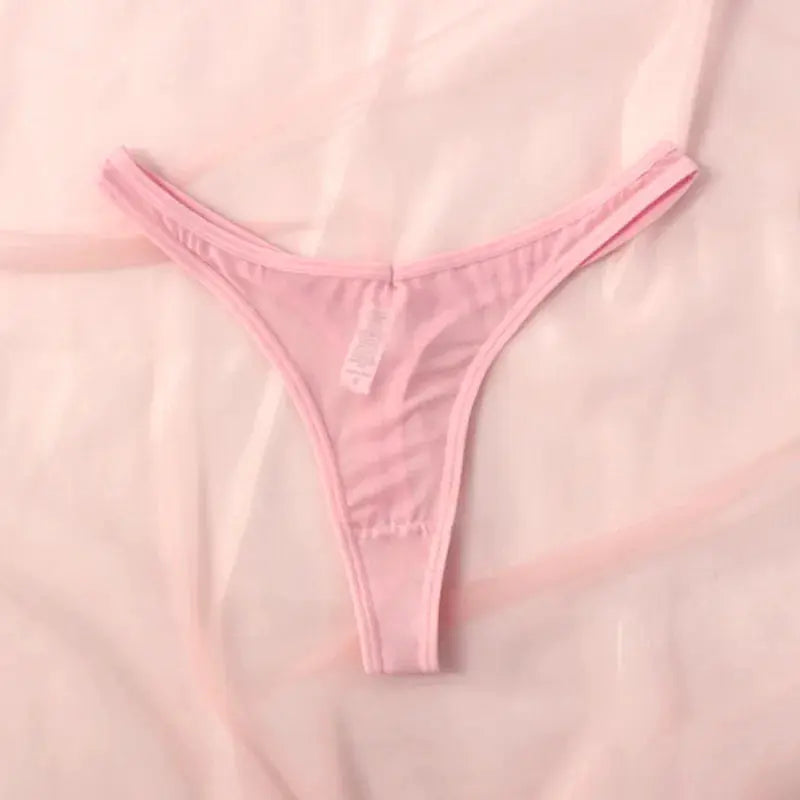 Pink seamless thong for women with soft mesh fabric and T-back design
