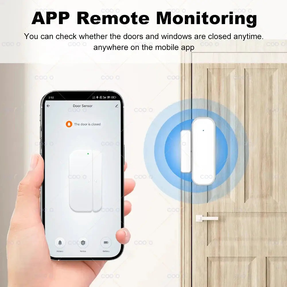 Simples Market Zigbee Door Sensor; white window contact detector for open/closed status, works with Tuya Smart Life