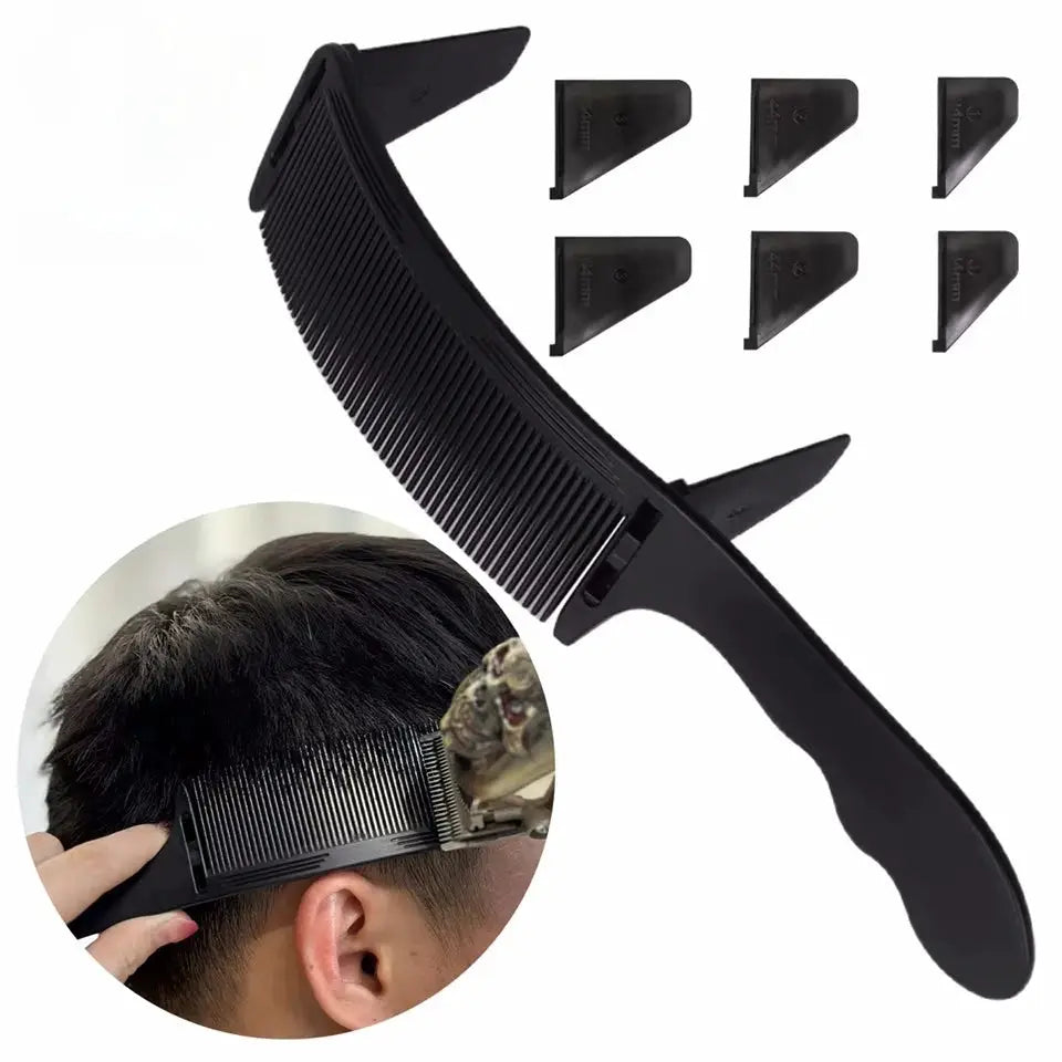 Wangda Barber Flat Top Haircut Comb Curved Arced Clipping Tool for Hair Cutting and Positioning
