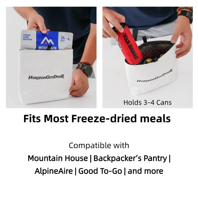 HorizonOutdoor Tyvek insulated food pouch; white, holds 3-4 cans of freeze-dried meals for camping by Simples Market