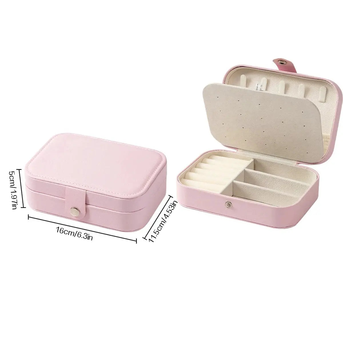 Portable MultiCompartment Jewelry Box With Velvet Lining Pink Travel Friendly Jewelry Organizer For Accessories