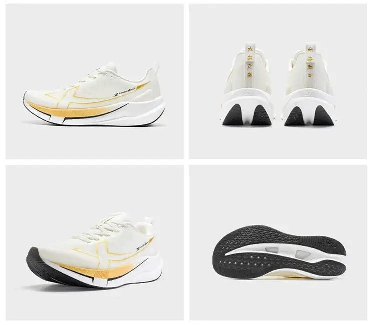 Xtep 2000km 5.0 men's running shoes Simples Market, white with yellow accents, cushioned midsole