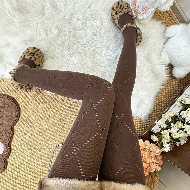 VelvetWeave Knitted Tights For Women Ultra Thin Jacquard Pantyhose For Autumn And Winter Warmth