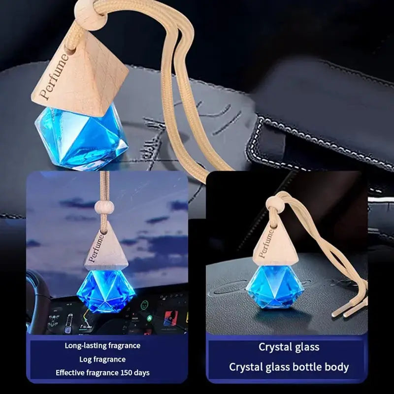 Auto Aromatherapy Fragrance Pendant Bottle Diffuser Car Hanging Glass Crystal Ornament For Home And Vehicle