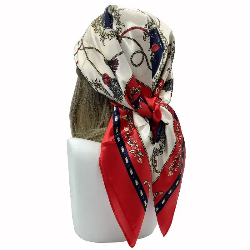 90x90cm Silk Like Square Scarves Women Hijab Shawls Fashion Print Kerchief Femme Head Scarf Foulard Bandana Beach Pareo