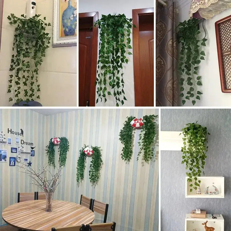 Artificial Vines Wall Hanging Creeper Indoor Green Plant Wall Decoration Fake Flower Rattan Plant
