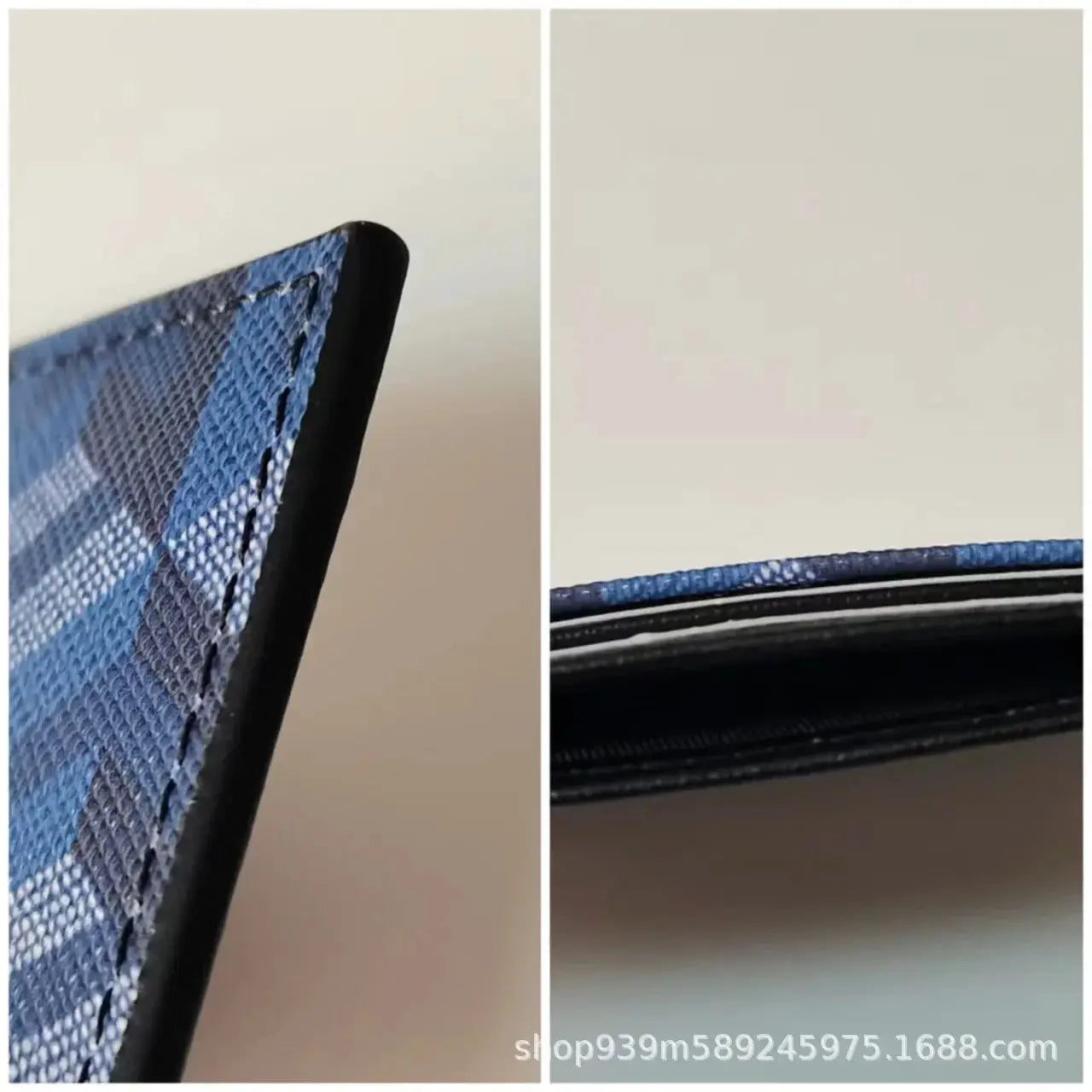 Card holder blue snakeskin-pattern genuine leather, compact unisex wallet for cards and coins
