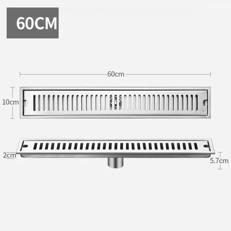 Simples Market long floor drain, stainless steel 304, rectangular 60cm, anti-odor, large-capacity shower drain