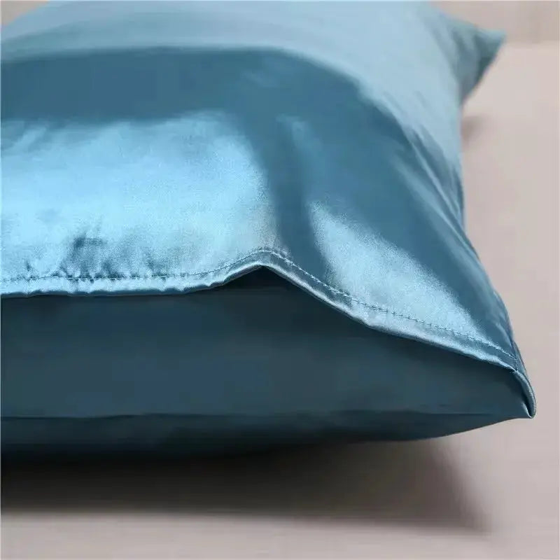Silk satin pillowcase in blue; Simples Market pillow cover, standard/queen, 1pc