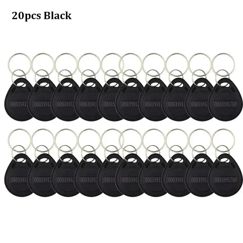 RFID keyfobs set of 20 black 125KHz TK4100 EM4100 read-only proximity tokens for door access