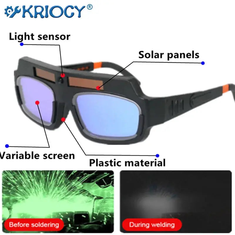 ProWeld Auto Dimming Welding Glasses Solar Powered Anti Glare Eye Protection For Arc Welding Goggles