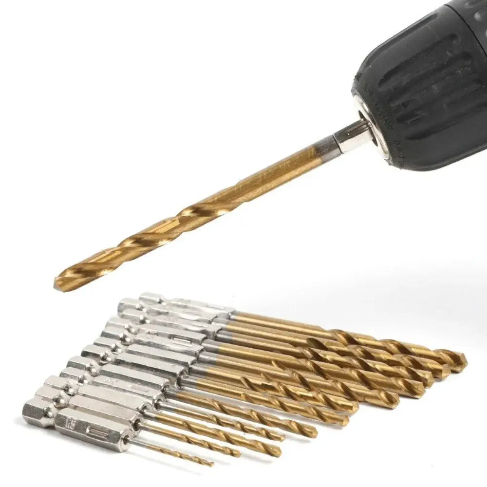 Hex Shank Twist Drill Bit Set Titanium Plated 1.5mm to 6.5mm for Electric Drill Driver