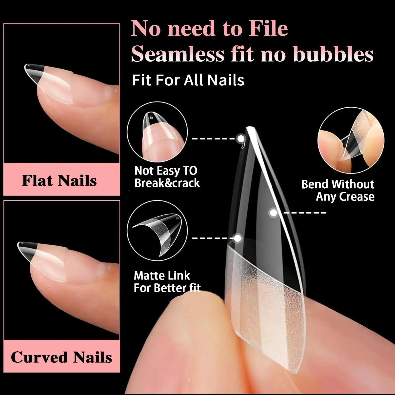 GlamNail 600Pcs Ultra Short French Press On Acrylic Nails Almond Square Traceless Finish Salon Quality At Home