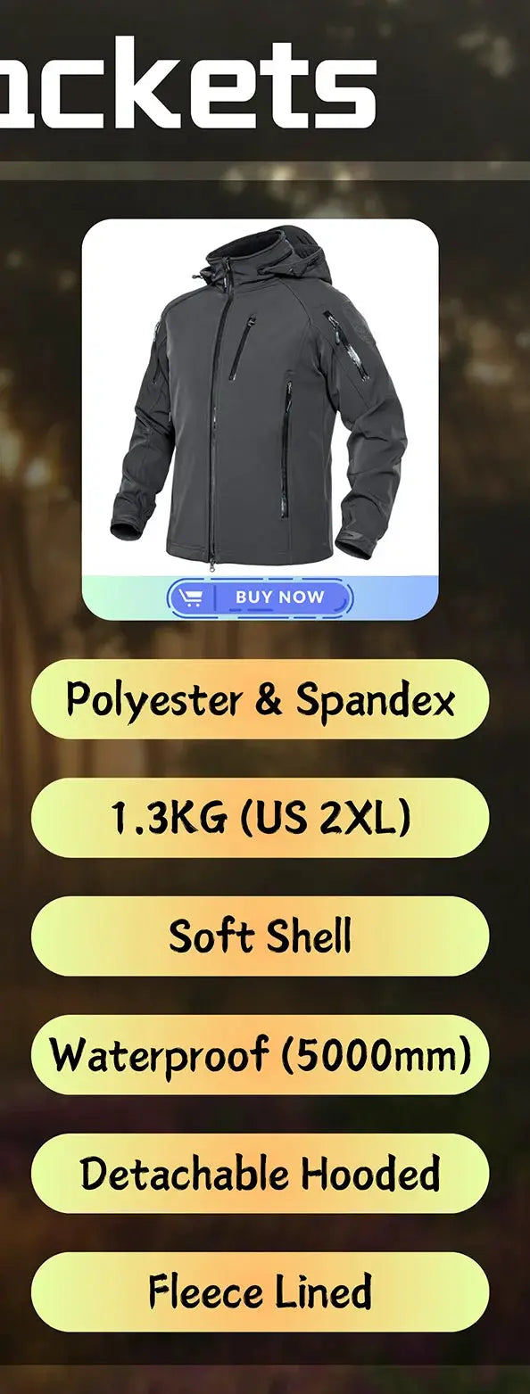 KEFITEVD men's winter ski jacket by Simples Market, gray waterproof soft-shell with detachable hood