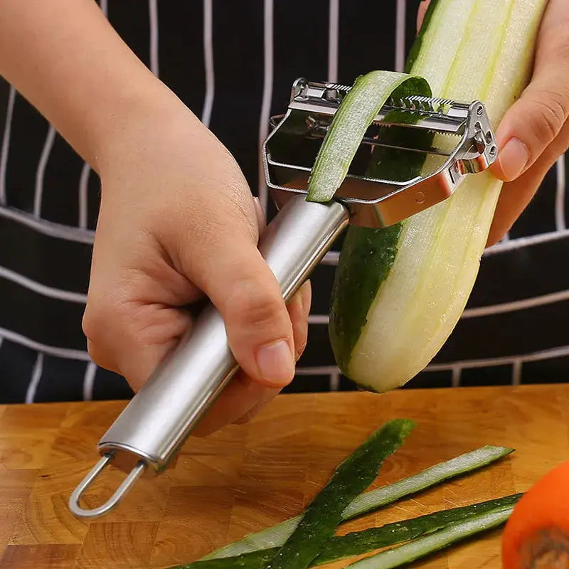 ChefMate Double Head Stainless Steel Vegetable Peeler With Peel And Julienne In One Easy Safe Tool
