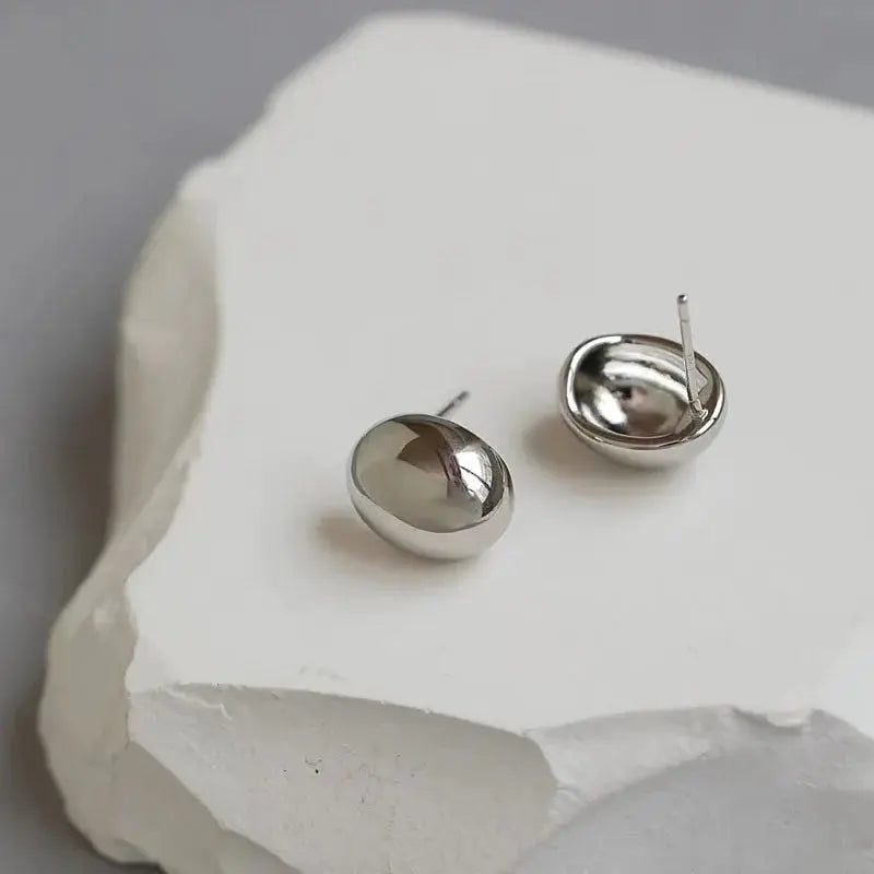 Punk Metal Big Ball Round Stud Earrings For Women Girls 2024 New Simple Fashion Semicircle Geometric Jewelry Gifts