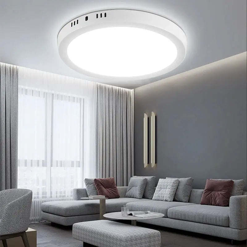 LED ceiling lamp round ultra-thin panel, white flush-mount light for a modern living room