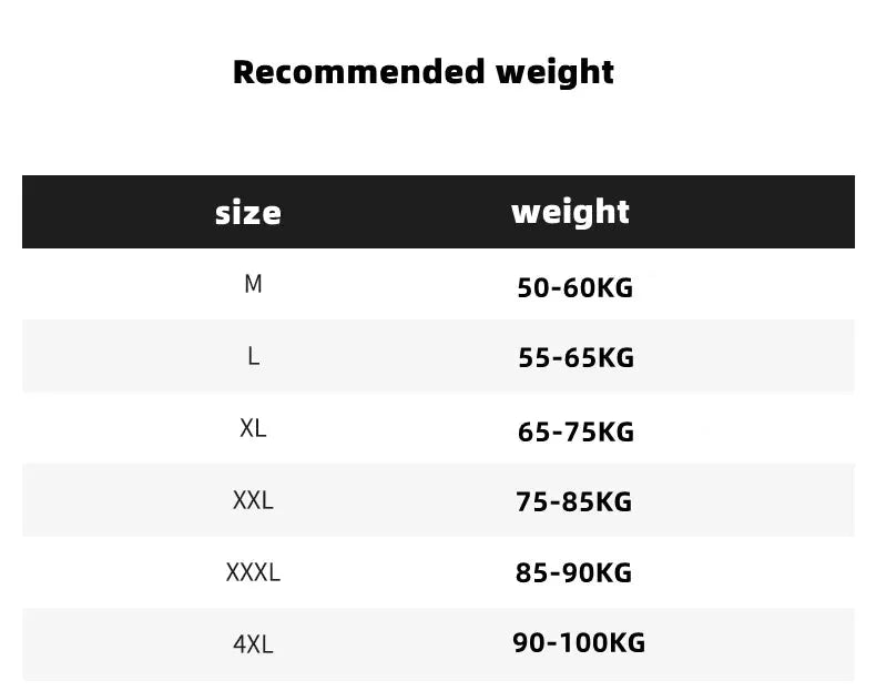 Simples Market ice silk men's polo shirt size chart with weight ranges for M–4XL (50–60kg to 90–100kg)
