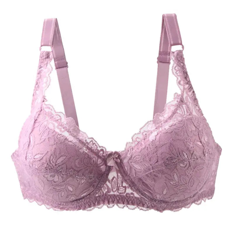 Bra by Simples Market; lavender lace push-up with floral pattern and center bow