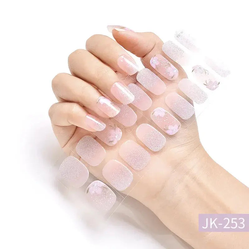 NailLux Semi Cured Nail Wraps For 16 To 20 Tips Easy Full Cover Adhesive Press On Nails Gel Finish UV LED Compatible