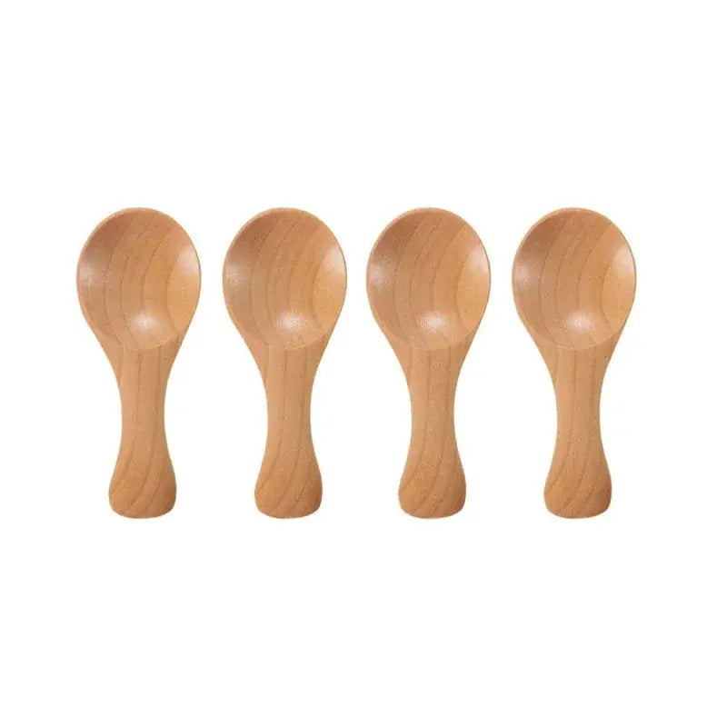 TimberNest Mini Wooden Spoon Set 4 Pieces For Sugar Coffee Tea And Spices Precision Scooping