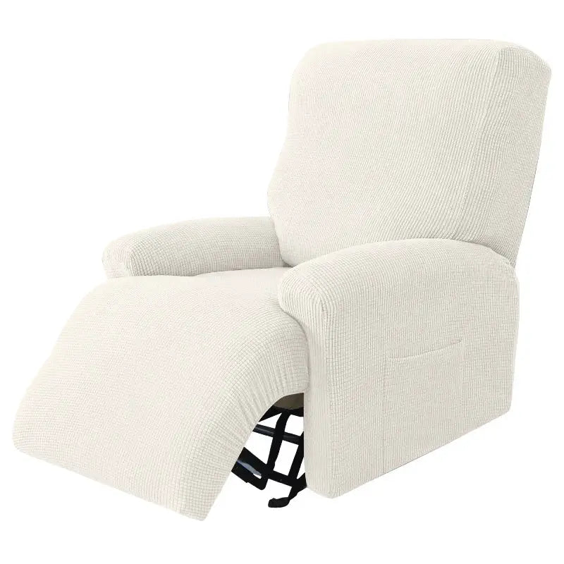 Recliner slipcover set in cream, 4 pcs, stretch spandex couch cover with non-slip backing