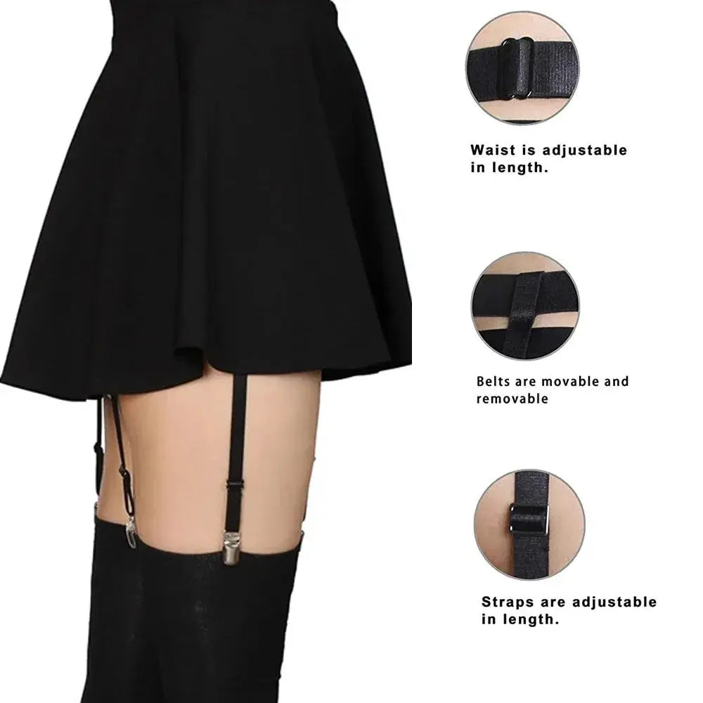 GarterGlam Garter Belt For Women And Girls Adjustable Elastic Thigh High Stockings Suspenders