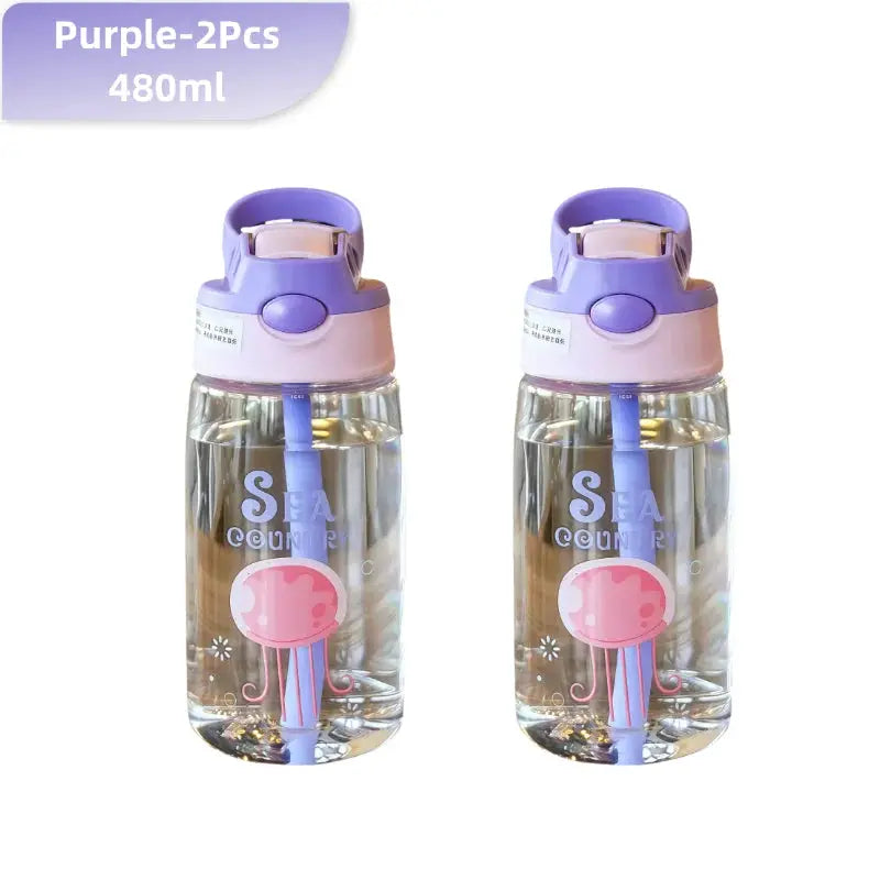 480ml Kids Sippy Cup Cartoon Baby Feeding Cup With Straws Leakproof Water Bottle Outdoor Portable Duckbill Straw Cups